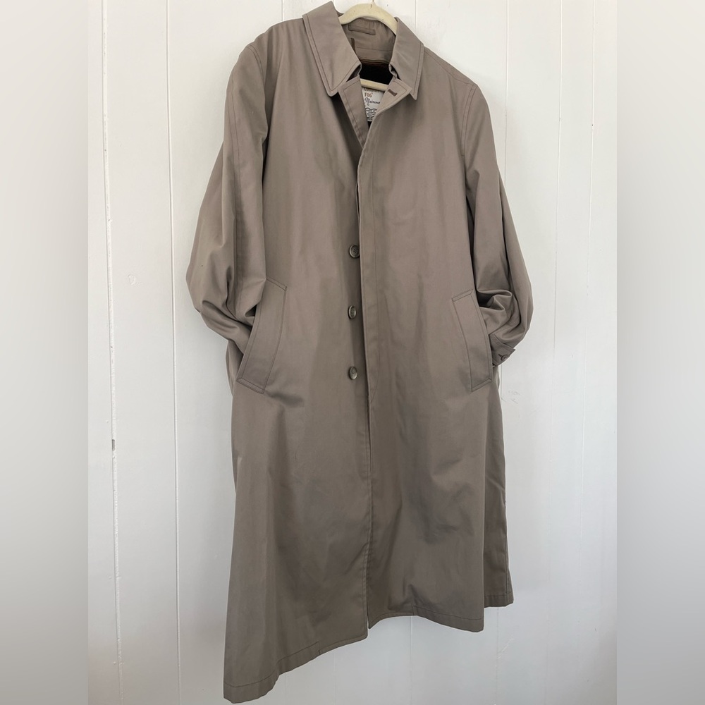 London Fog Vintage Men’s Overcoat 44 Long 70s-80s Removable Brown Liner - Picture 2 of 16